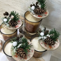 Ароматна КОЛЕДНА свещ - дървена капачка