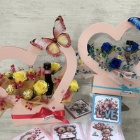 Чанта сърце с вино /рози/бонбони