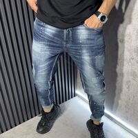 Мъжки Дънки Сини с Избелващ Ефект K900