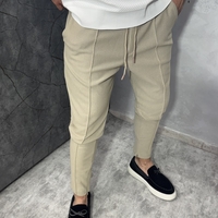 Мъжки Slim Fit Панталон в Бежов Цвят