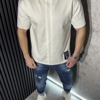 Тениска с Декоративни Кантове в Бяло