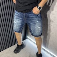 Мъжки Къси Дънки с Кръпки с Избелващ Ефект 703-2