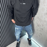 Мъжки Суичър Черен с Декоративни Кантове