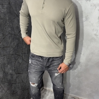 Мъжка Slim-Fit Блуза в Цвят Каки с Копчета 1261