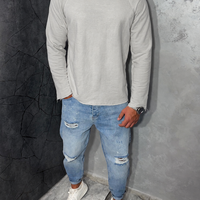 Мъжка Oversize Блуза с Външни Шевове в Сив Цвят 180