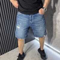 Къси Дънки Сини с Леки Разкъсвания 12804
