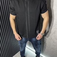 Тениска с Декоративни Кантове в Черно