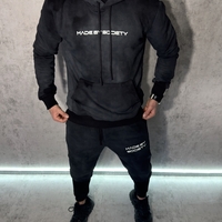 Спортен Екип с Washed Ефект в Черно