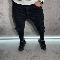 Мъжки Дънков Панталон с Разкъсани Детайли 9100