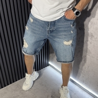 Къси Baggy Дънки в Синьо с Кръпки