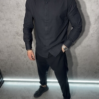 Риза Без Яка в Черен Цвят