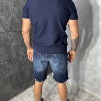 Елегантна Тениска Тип Плетиво в Тъмносин Цвят