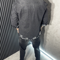 Мъжко Дънково Яке Oversize с Накъсани Детайли