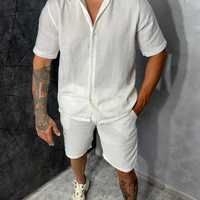 Летен Ленен Комплект в Бял Цвят