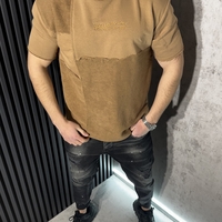 Тениска с Открити Шевове в Кафяв Цвят