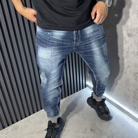 Мъжки Дънки Сини с Избелващ Ефект K900