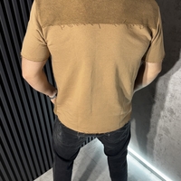 Тениска с Открити Шевове в Кафяв Цвят