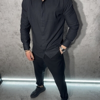 Риза Без Яка в Черен Цвят