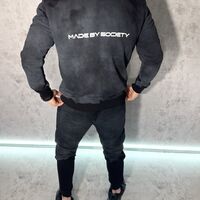 Спортен Екип с Washed Ефект в Черно