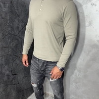 Мъжка Slim-Fit Блуза в Цвят Каки с Копчета 1261