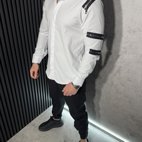 Спортно-Елегантна Риза Бяла с Декоративни Ципове