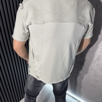 Тениска с Декоративни Шевове в Сиво