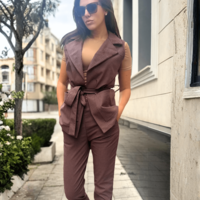 Елегантен Сет Бордо от 2 части - панталон и елек