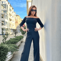 Релефен панталон с широк крачол - ЧЕРЕН