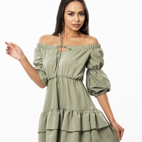 Ефирна къса рокля – Маслиново зелено