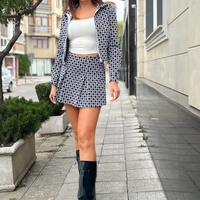 Сет от сако и мини пола - Черно и Бяло