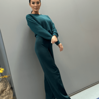 Ежедневен сет с широк панталон - Горско зелено