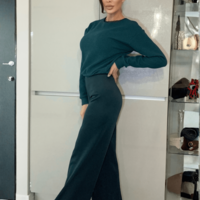 Ежедневен сет с широк панталон - Горско зелено