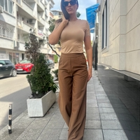 Елегантен панталон с висока талия — Кафяв