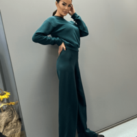 Ежедневен сет с широк панталон - Горско зелено