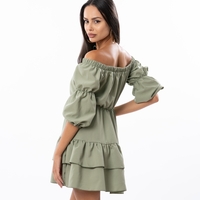 Ефирна къса рокля – Маслиново зелено