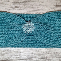 Ръчно изплетени детски ленти за глава със стъклени кристали