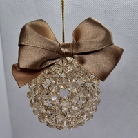 Ръчна коледна топка от стъклени кристали с панделка