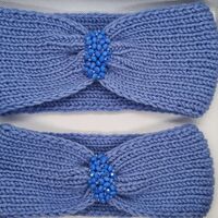 Дамски ръчно изплетени ленти за глава със стъклени кристали |