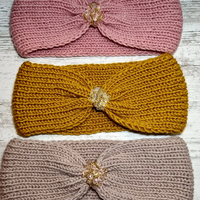 Ръчно изплетени детски ленти за глава със стъклени кристали