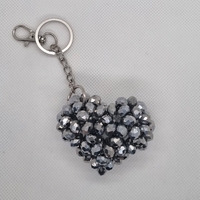 Ръчно изработен ключодържател сърце от стъклени кристали