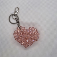 Ръчно изработен ключодържател сърце от стъклени кристали