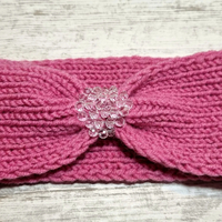 Ръчно изплетени детски ленти за глава със стъклени кристали