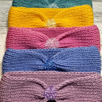 Ръчно изплетени детски ленти за глава със стъклени кристали