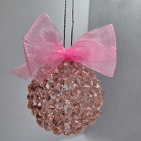 Ръчна коледна топка от стъклени кристали с панделка