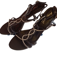 SparkleStep Black–Черни сандали  с камъчета ;Блясък;37№38№39№40№