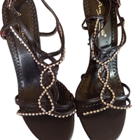 SparkleStep Black–Черни сандали  с камъчета ;Блясък;37№38№39№40№