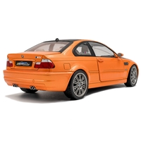 Метална кола BMW E46 M3 COUPE WORKS 2000 ORANGE SOLIDO 1:18