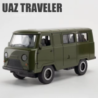 Метална кола с отварящи се врати капаци светлини и звуци UAZ 452 1:18