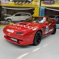 Метална кола с отварящи се врати, капаци, светлини и звуци Mazda RX7 1:24