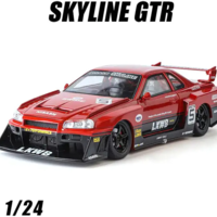 Метална кола с отварящи се врати, светлини и звуци  Nissan Skyline GT-R R34 1:24